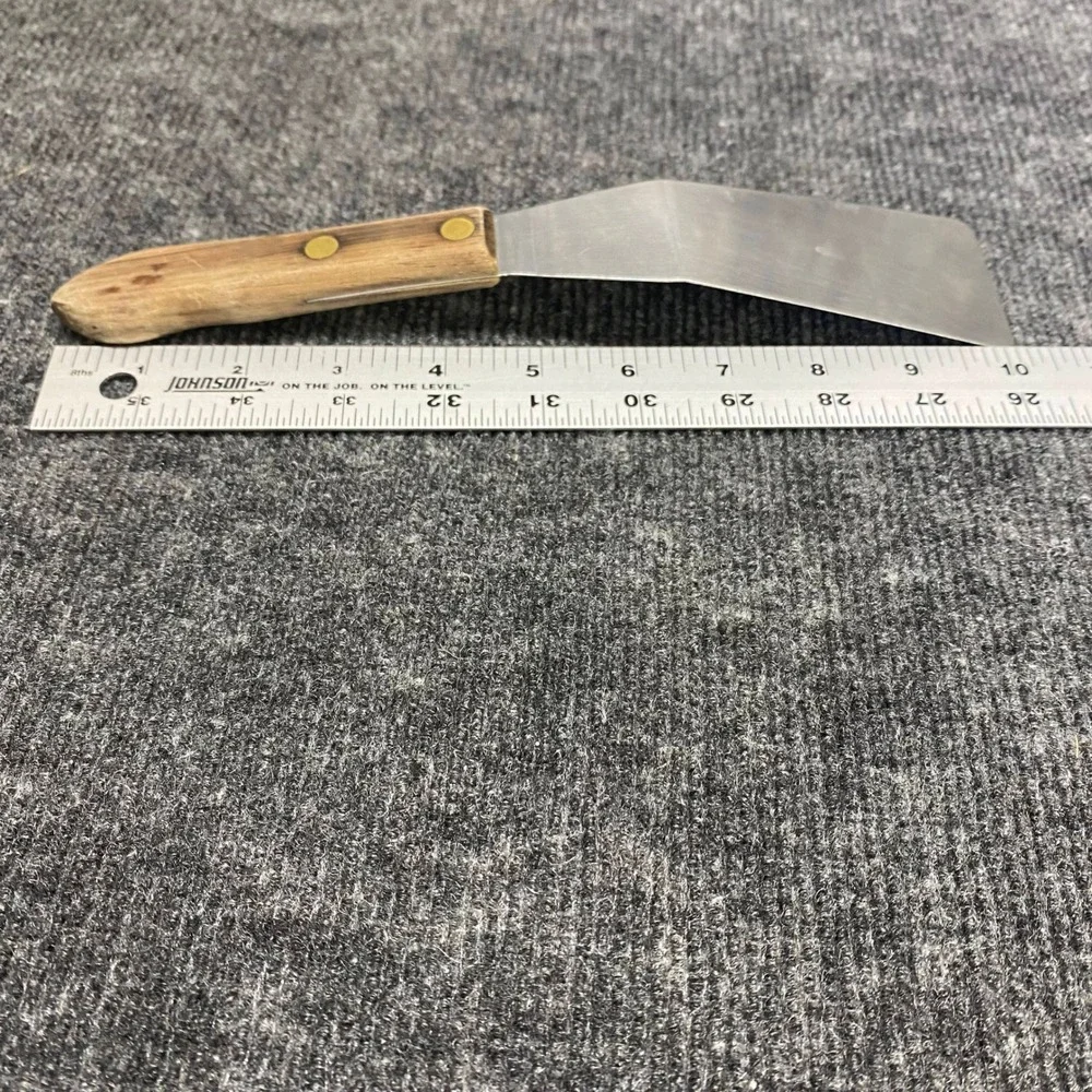 Stainless Steel Offset Spatula Wood Handle Brass Rivets 10 Inch Kitchen Turner